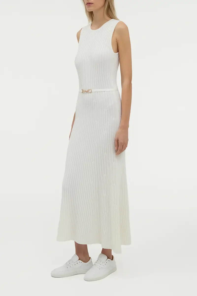 Gabriela Hearst Meier Knit Midi Dress in Ivory Merino Wool Cashmere | Thumbnail 4 Gabriela Hearst Meier Knit Midi Dress in Ivory Merino Wool Cashmere | Thumbnail 4