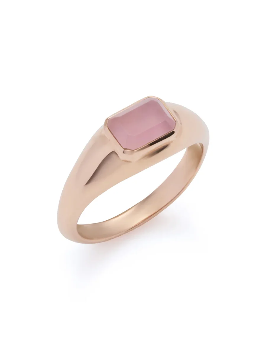 Gabriela Hearst Small Ring in 18K Rose Gold & Rose Quartz Stone
