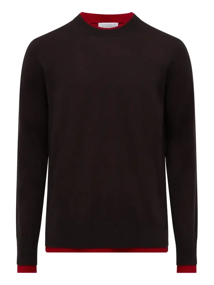 Gabriela Hearst Wells Reversible Knit Sweater in Chocolate & Scarlet Red Cashmere Silk