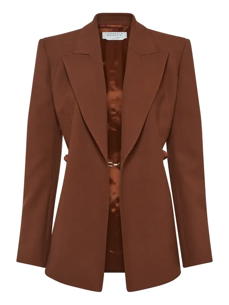 Gabriela Hearst Epona Chain Blazer in Cognac Recycled Virgin Wool