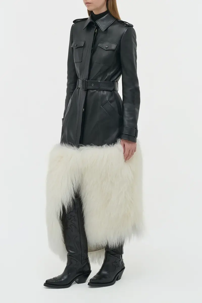 Gabriela Hearst Isak Trench Coat in Black Soft Leather & Ivory Cashmere Shearling | Thumbnail 3 Gabriela Hearst Isak Trench Coat in Black Soft Leather & Ivory Cashmere Shearling | Thumbnail 3