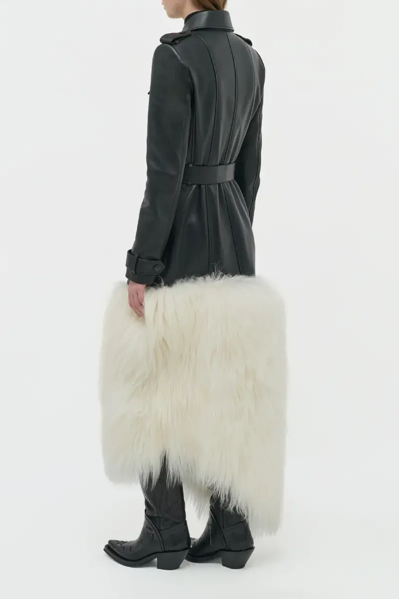 Gabriela Hearst Isak Trench Coat in Black Soft Leather & Ivory Cashmere Shearling | Thumbnail 4 Gabriela Hearst Isak Trench Coat in Black Soft Leather & Ivory Cashmere Shearling | Thumbnail 4