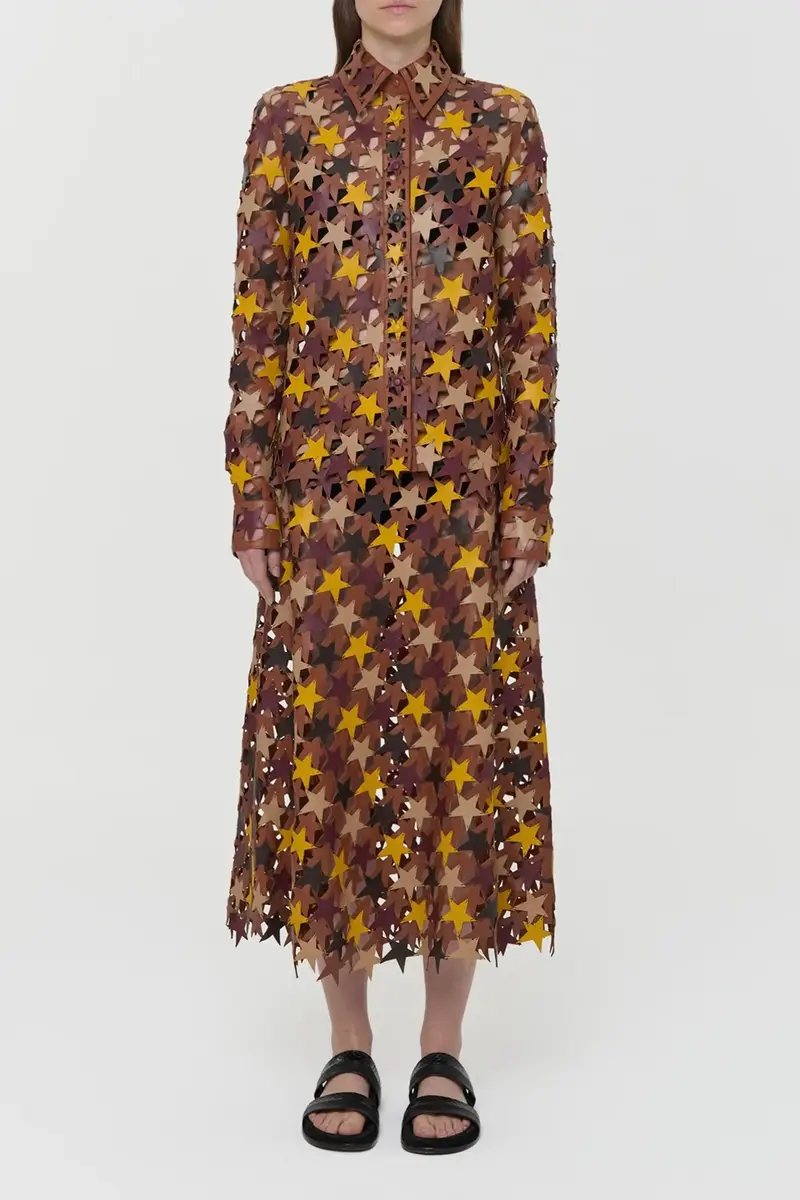 Gabriela Hearst Aluma Patchwork Stars Shirt in Multi Nappa Leather | Thumbnail 3 Gabriela Hearst Aluma Patchwork Stars Shirt in Multi Nappa Leather | Thumbnail 3