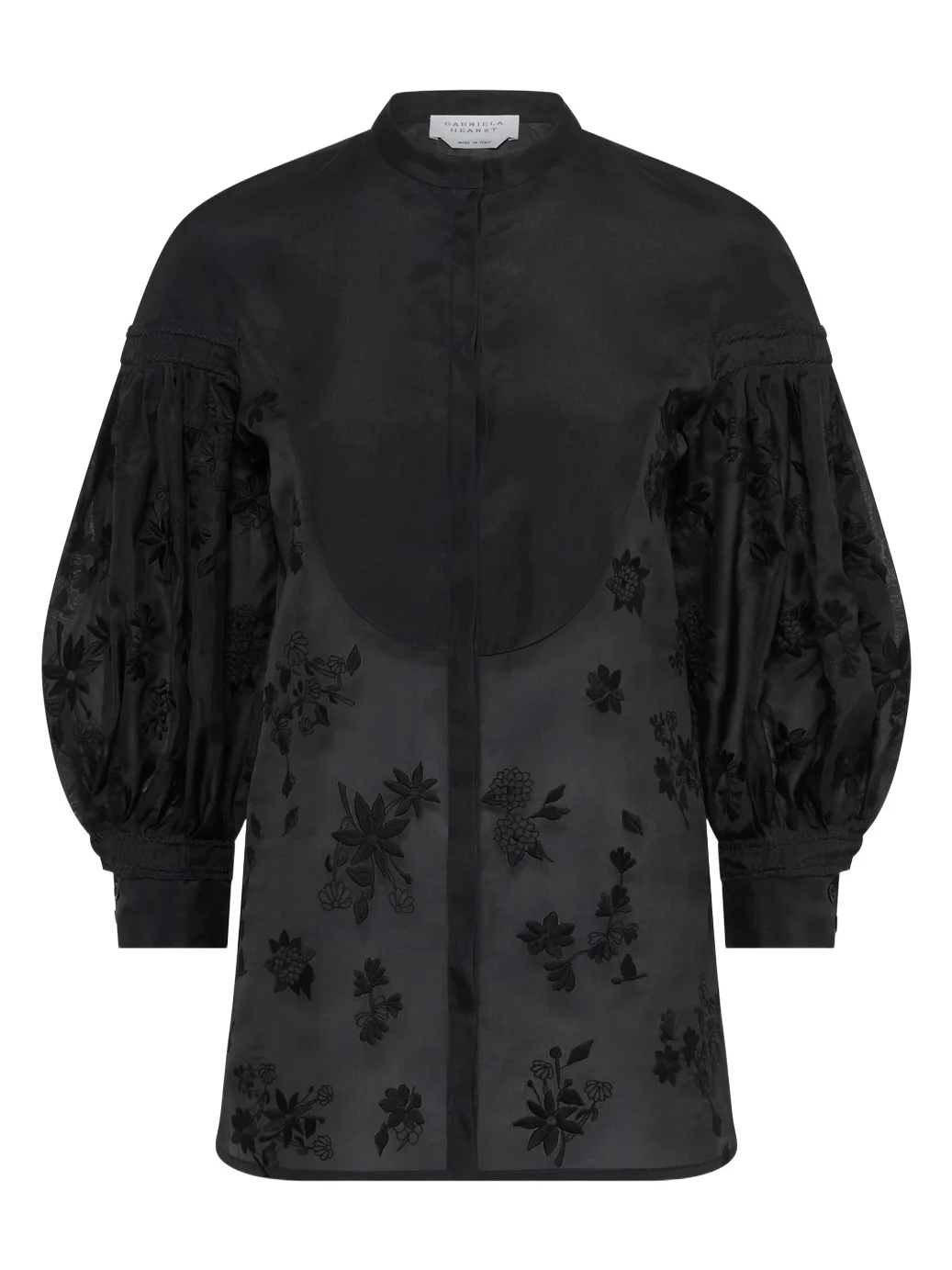 Gabriela Hearst Sofia Mia's Flowers Blouse in Black Embroidered Silk Organza
