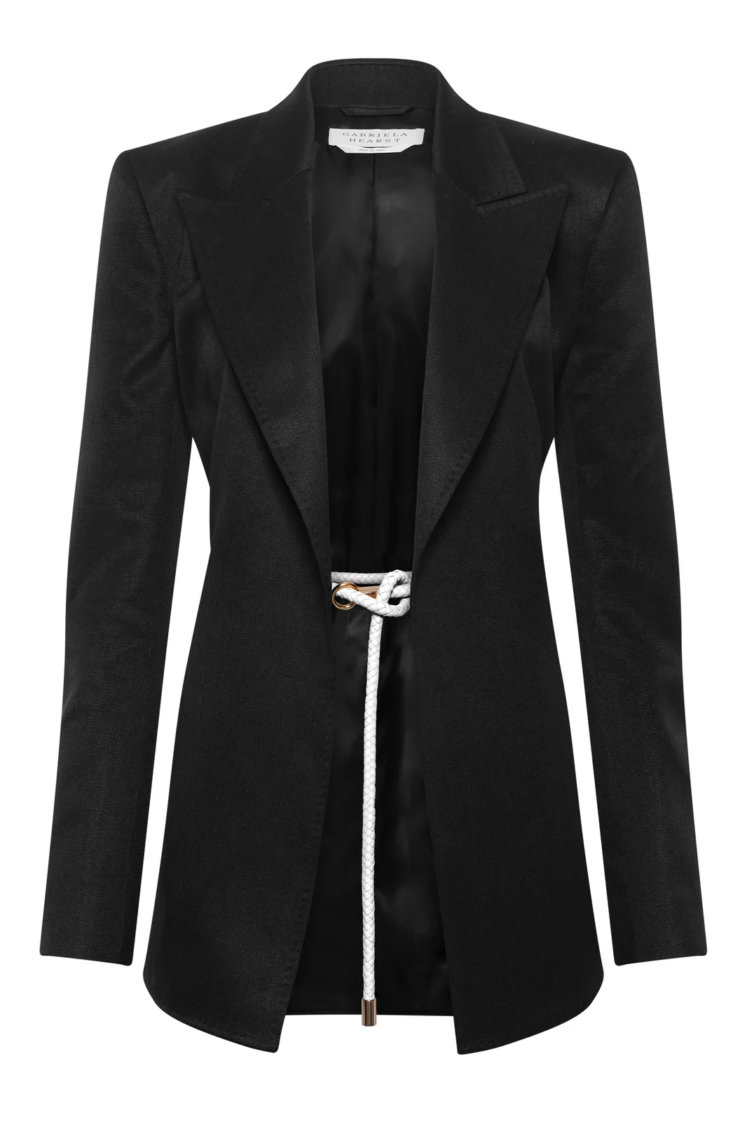 Gabriela Hearst Epona Rope Blazer in Black Textured Linen Slub