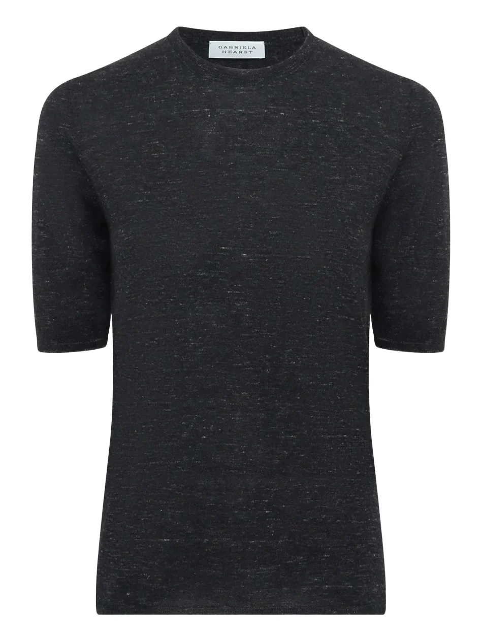 Chryse Knit T-Shirt in Black Cashmere Silk with Hemp