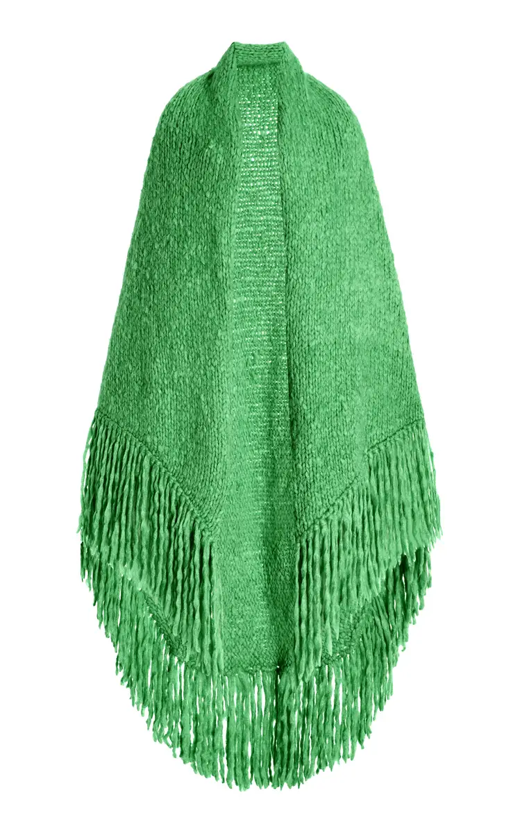 Gabriela Hearst Lauren Knit Wrap in Fluorescent Green Welfat Cashmere | Thumbnail 2 Gabriela Hearst Lauren Knit Wrap in Fluorescent Green Welfat Cashmere | Thumbnail 2