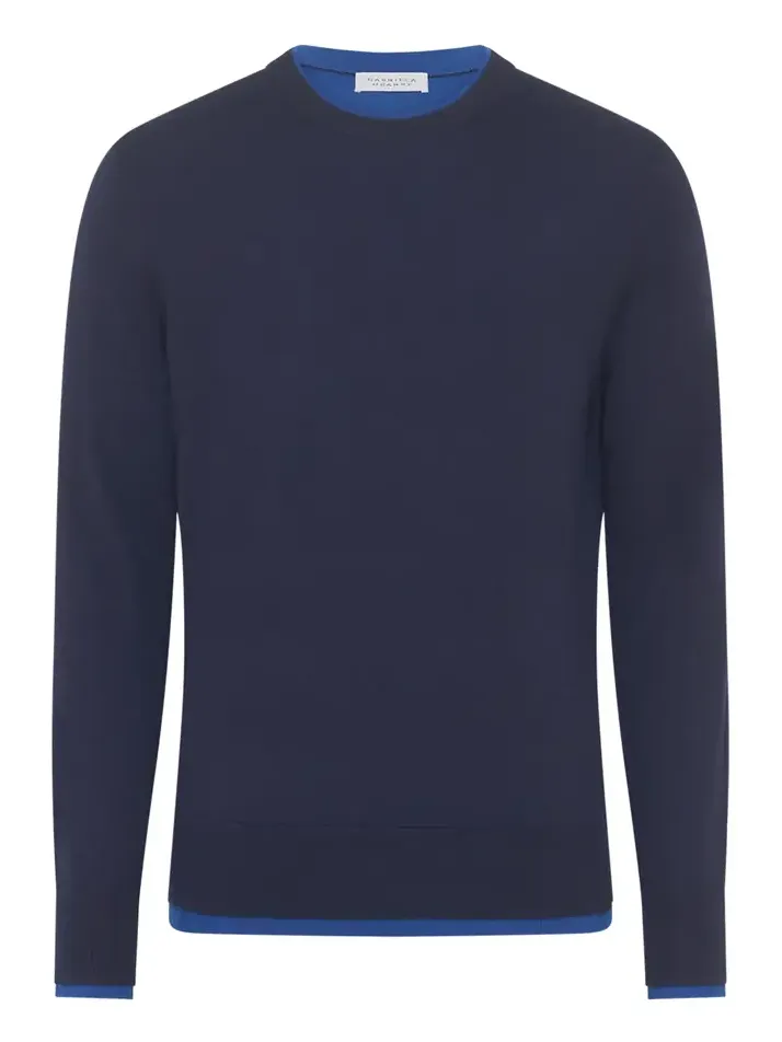 Wells Reversible Knit Sweater in Electric Navy & Cobalt Cashmere Silk Wells Reversible Knit Sweater in Electric Navy & Cobalt Cashmere Silk