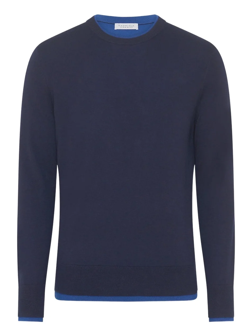 Gabriela Hearst Wells Reversible Knit Sweater in Electric Navy & Cobalt Cashmere Silk
