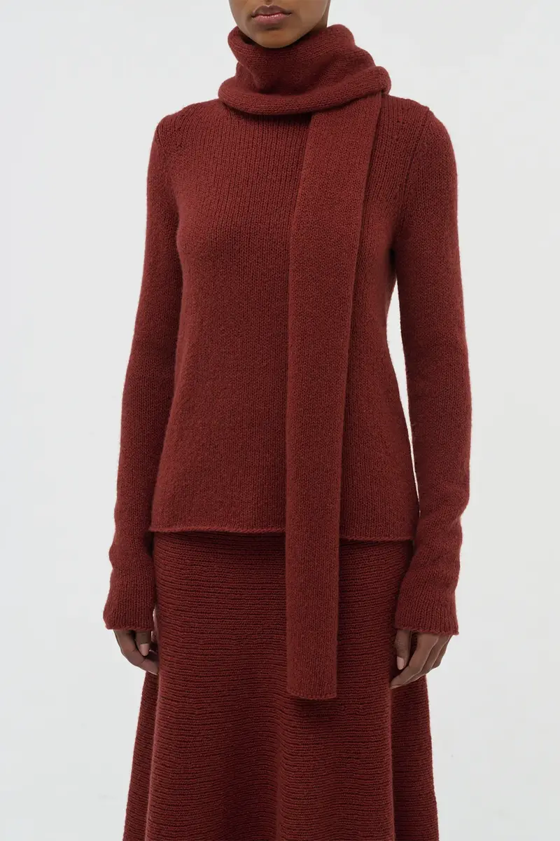 Gabriela Hearst Tulsi Knit Scarf in Burnt Sienna Cashmere | Thumbnail 2