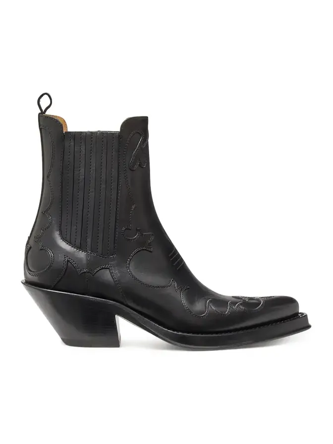 Cassidy Cowboy Ankle Boot in Black Leather Cassidy Cowboy Ankle Boot in Black Leather
