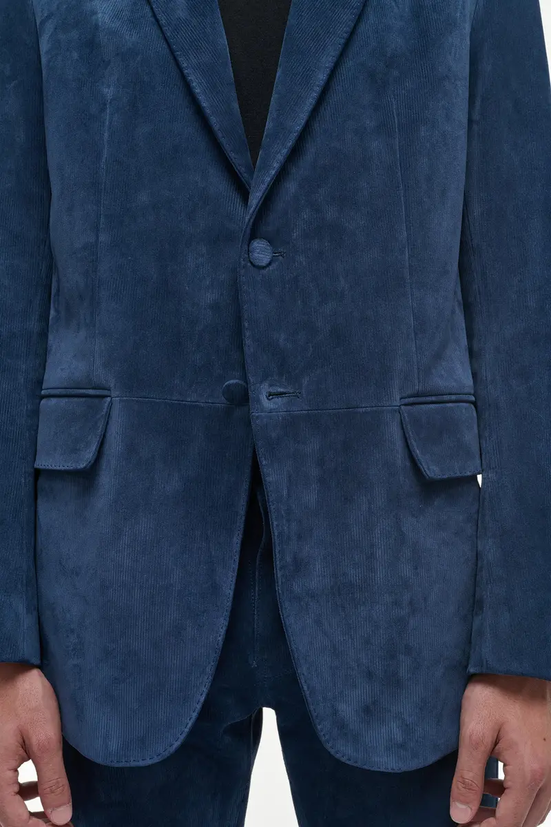 Gabriela Hearst Irving Jacket in Electric Navy Suede Corduroy | Thumbnail 7