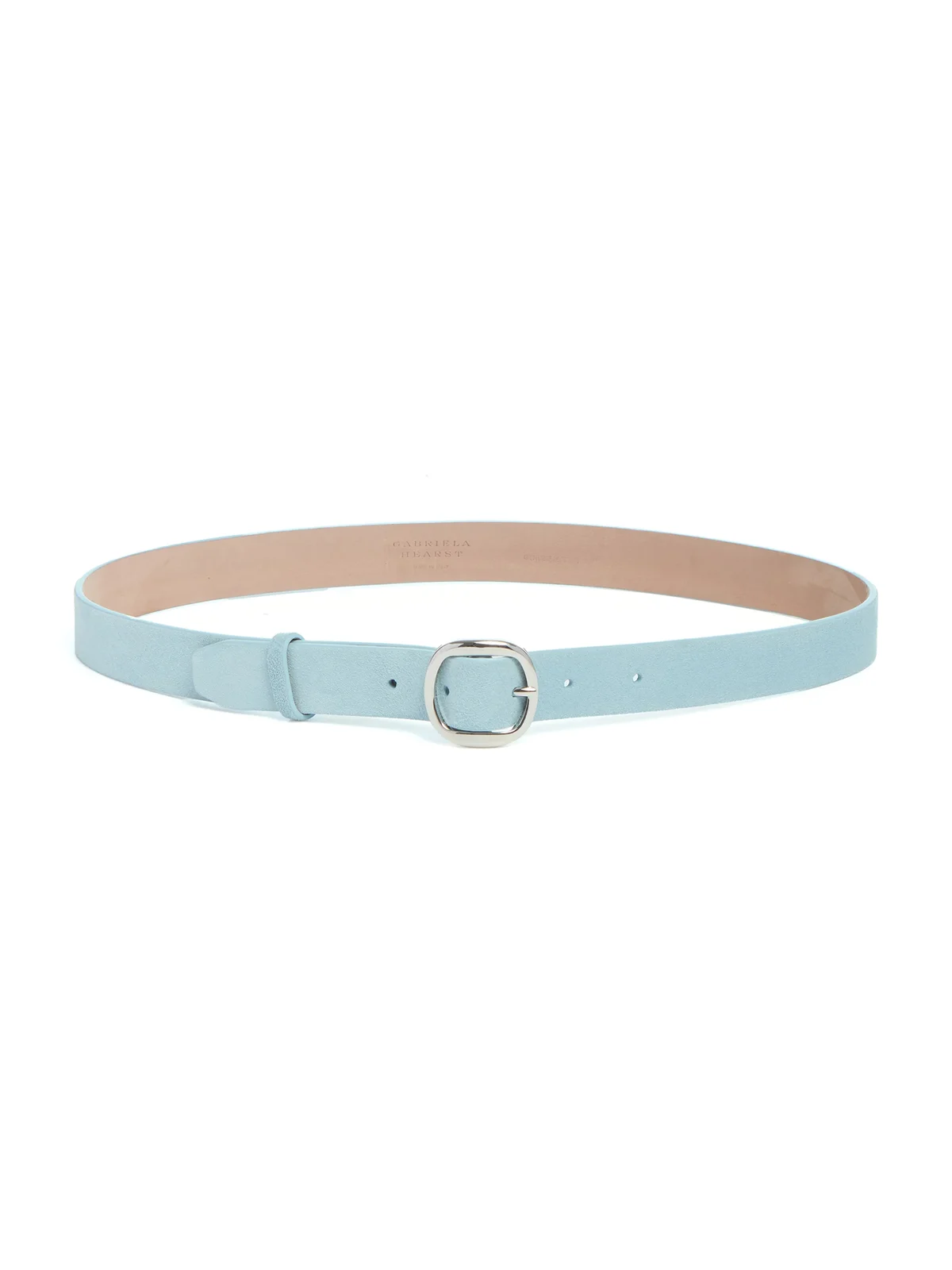 Gabriela Hearst Thin Elster Belt in Light Blue Suede
