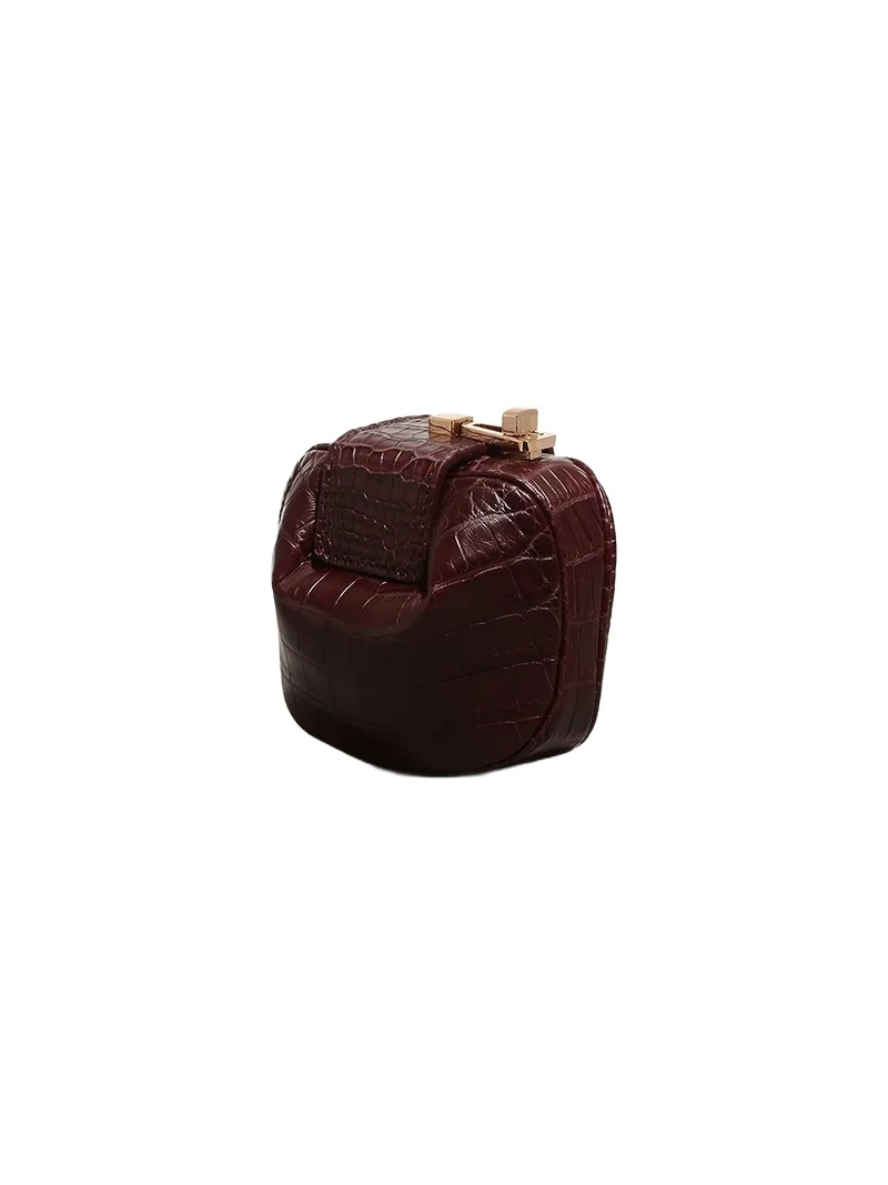 Gabriela Hearst Rafaela Coin Purse in Bordeaux Crocodile Leather