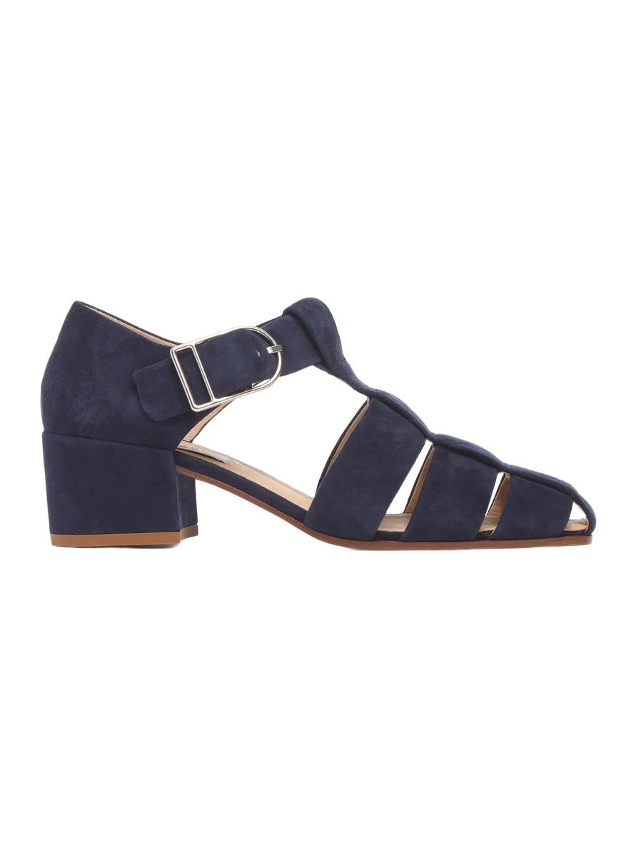 Gabriela Hearst Lyle Block Heel Pump Sandal in Electric Navy Suede