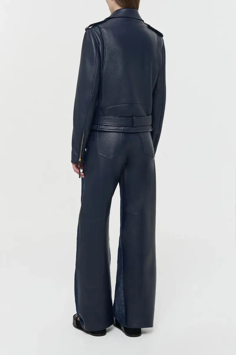 Gabriela Hearst Anton Biker Jacket in Dark Navy Textured Leather | Thumbnail 4 Gabriela Hearst Anton Biker Jacket in Dark Navy Textured Leather | Thumbnail 4