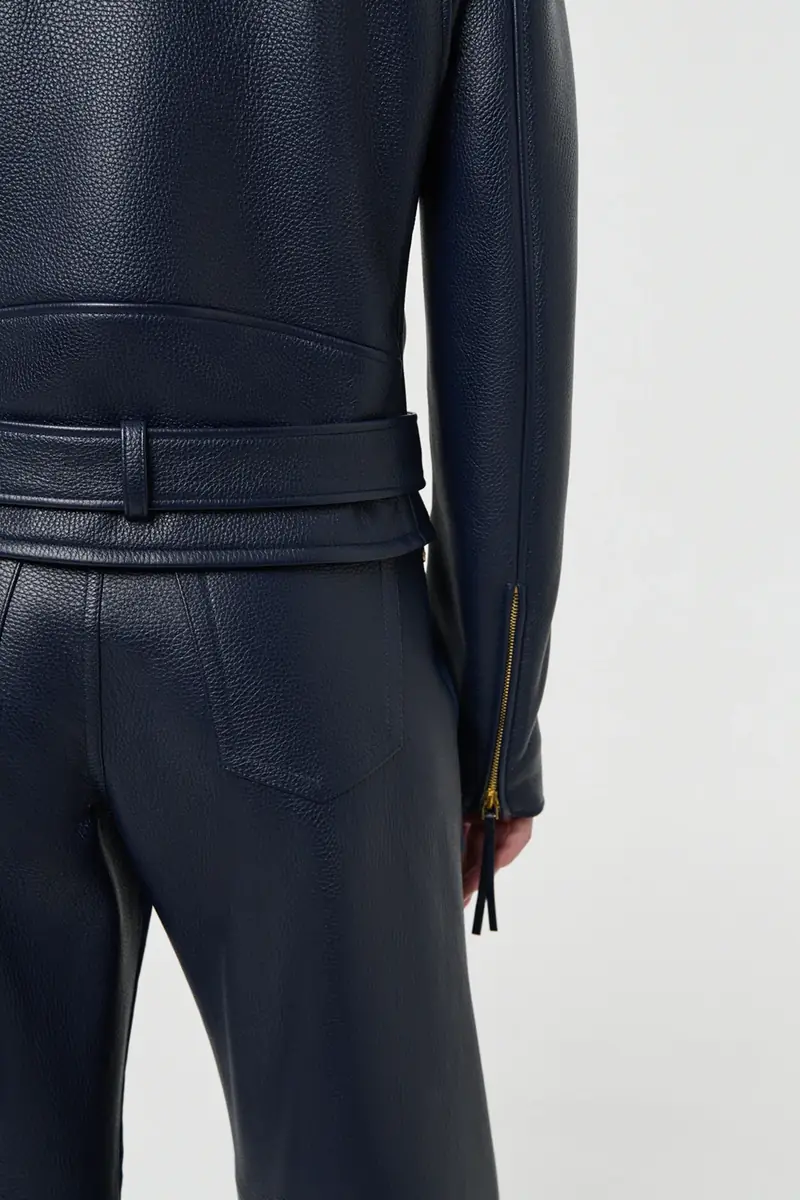 Gabriela Hearst Anton Biker Jacket in Dark Navy Textured Leather | Thumbnail 6 Gabriela Hearst Anton Biker Jacket in Dark Navy Textured Leather | Thumbnail 6
