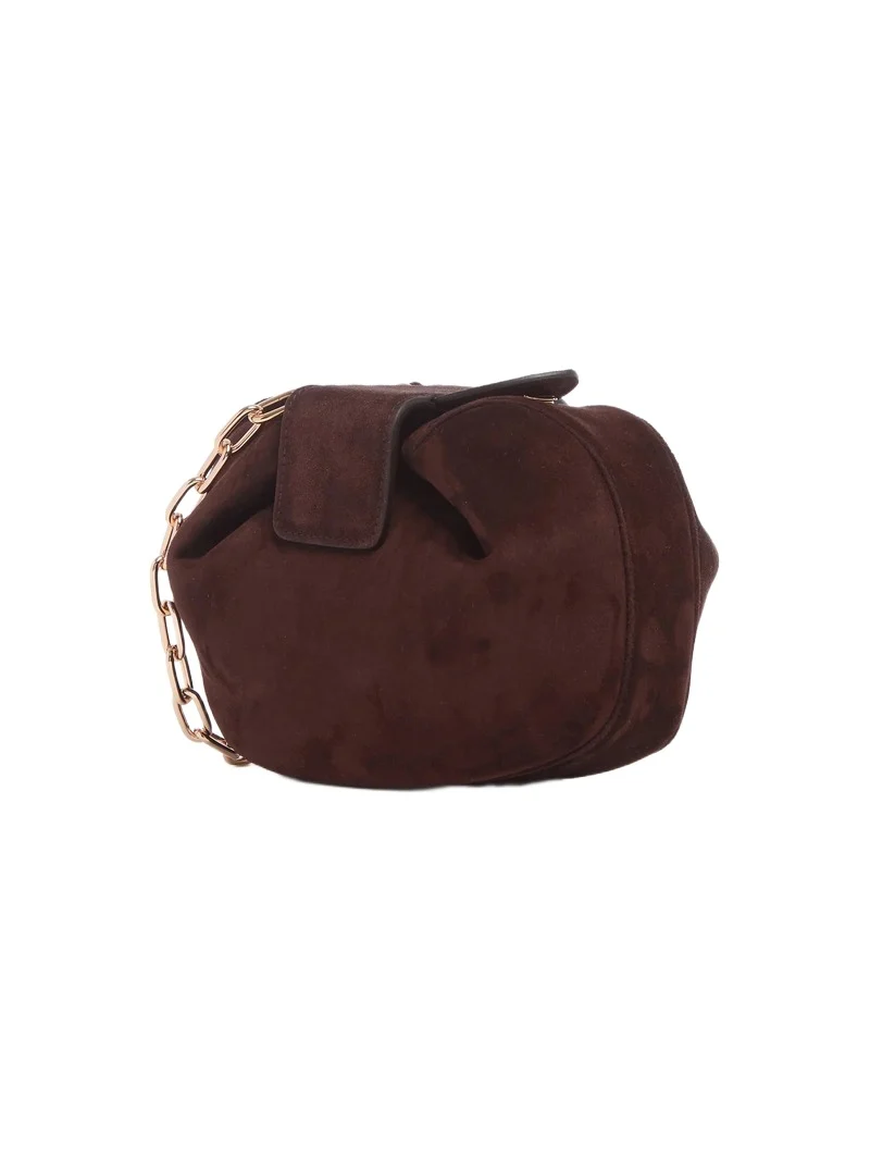 Gabriela Hearst Soft Demi Clutch with Chain in Dark Brown Suede