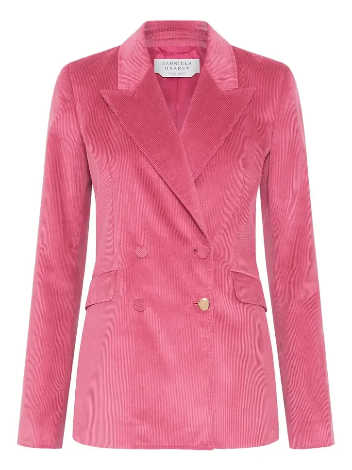 Gabriela Hearst Angela Blazer in Fuchsia Sea Island Cotton Corduroy