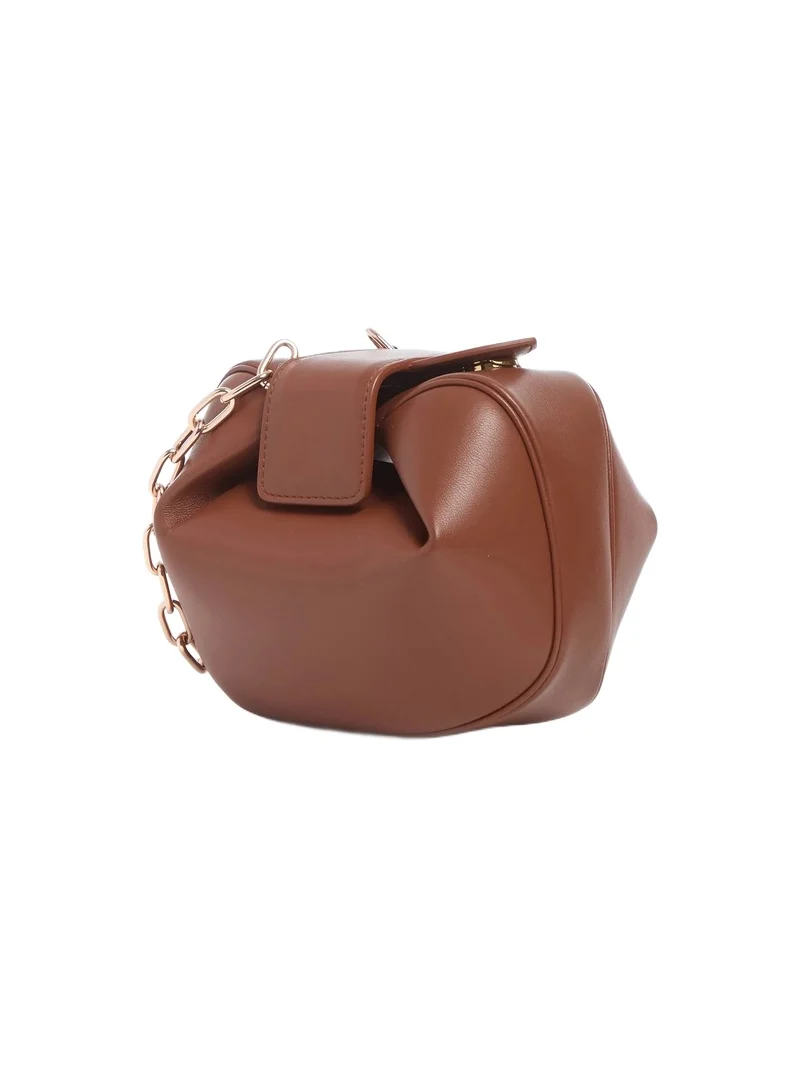 Gabriela Hearst Soft Demi Clutch with Chain in Cognac Nappa Leather