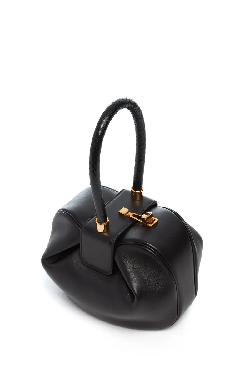 Gabriela Hearst Nina Bag in Black Nappa Leather with Snakeskin Handle | Thumbnail 3
