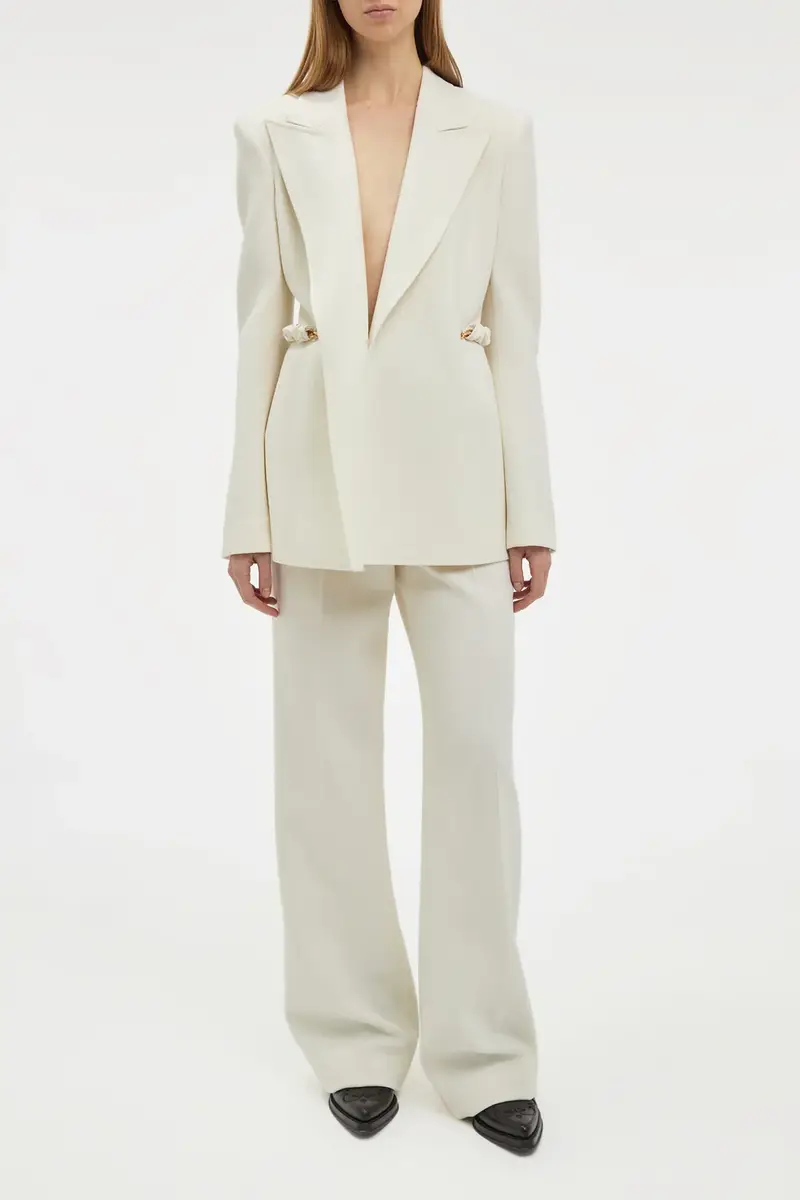 Gabriela Hearst Norman Wide-leg Pant in Ivory Recycled Virgin Wool | Thumbnail 2 Gabriela Hearst Norman Wide-leg Pant in Ivory Recycled Virgin Wool | Thumbnail 2