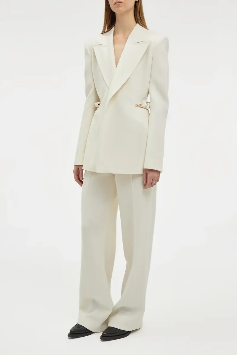 Gabriela Hearst Norman Wide-leg Pant in Ivory Recycled Virgin Wool | Thumbnail 3 Gabriela Hearst Norman Wide-leg Pant in Ivory Recycled Virgin Wool | Thumbnail 3