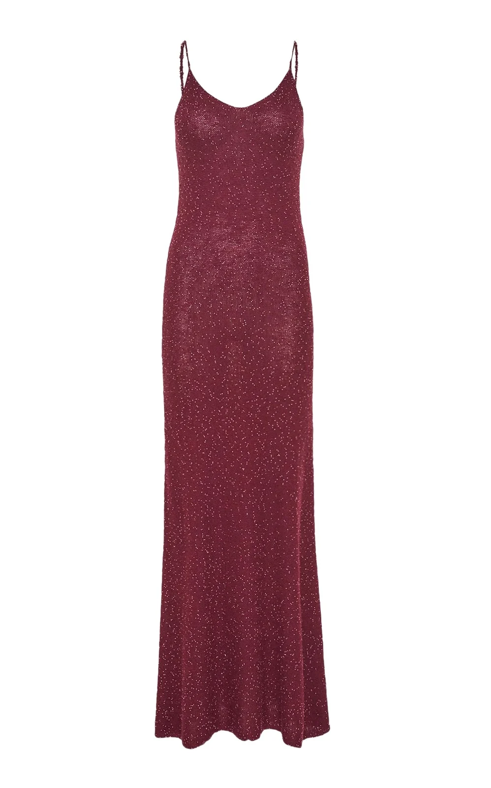 Florian Knit Maxi Slip Dress in Bordeaux Beaded Cashmere Silk