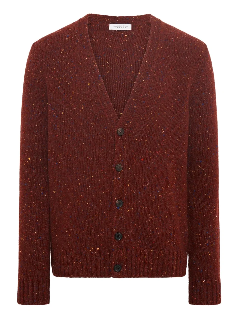 Ailis Knit Cardigan in Burnt Sienna Multi Speckled Aran Cashmere