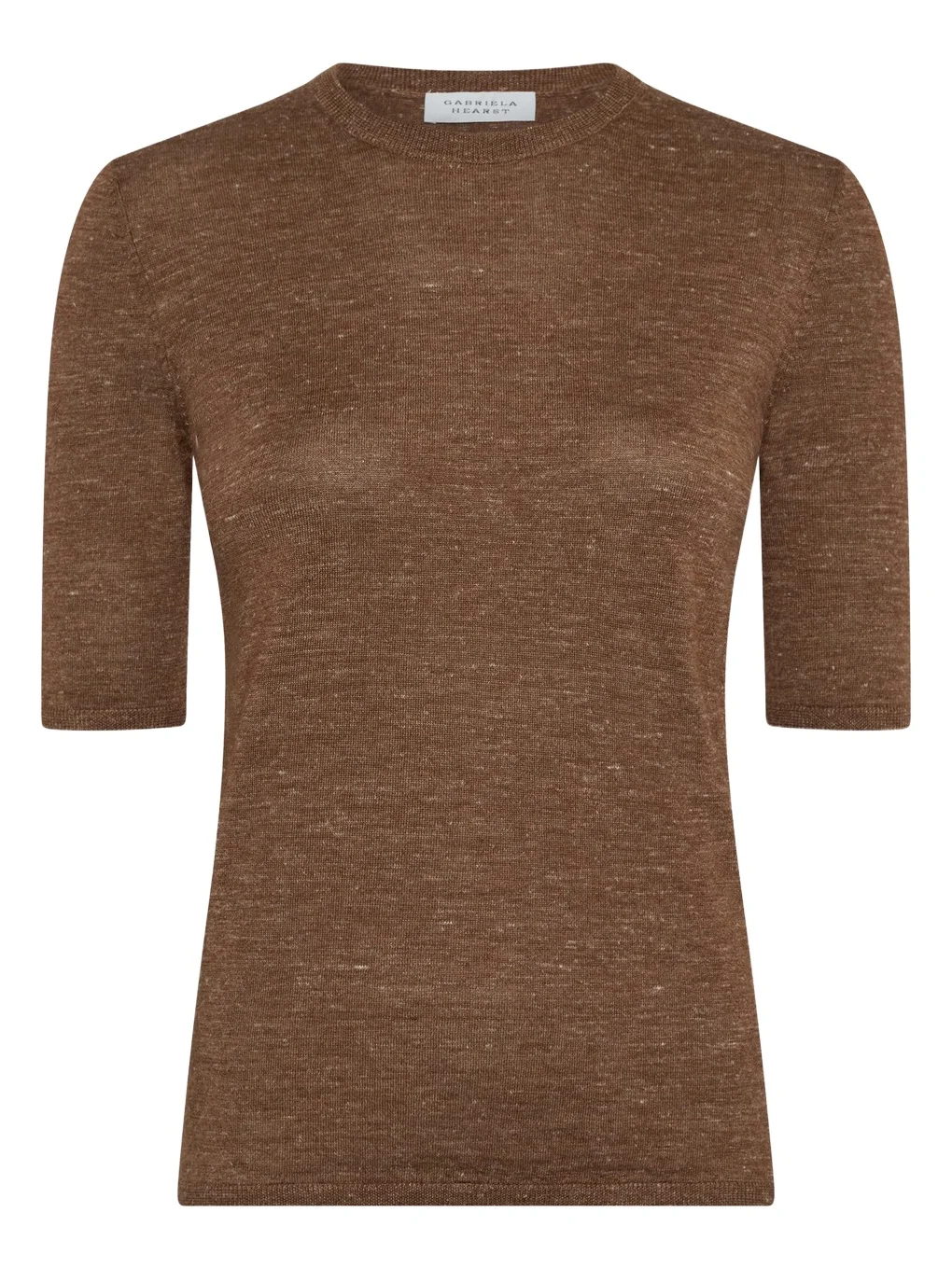 Gabriela Hearst Chryse Knit T-Shirt in Chestnut Cashmere Silk with Hemp