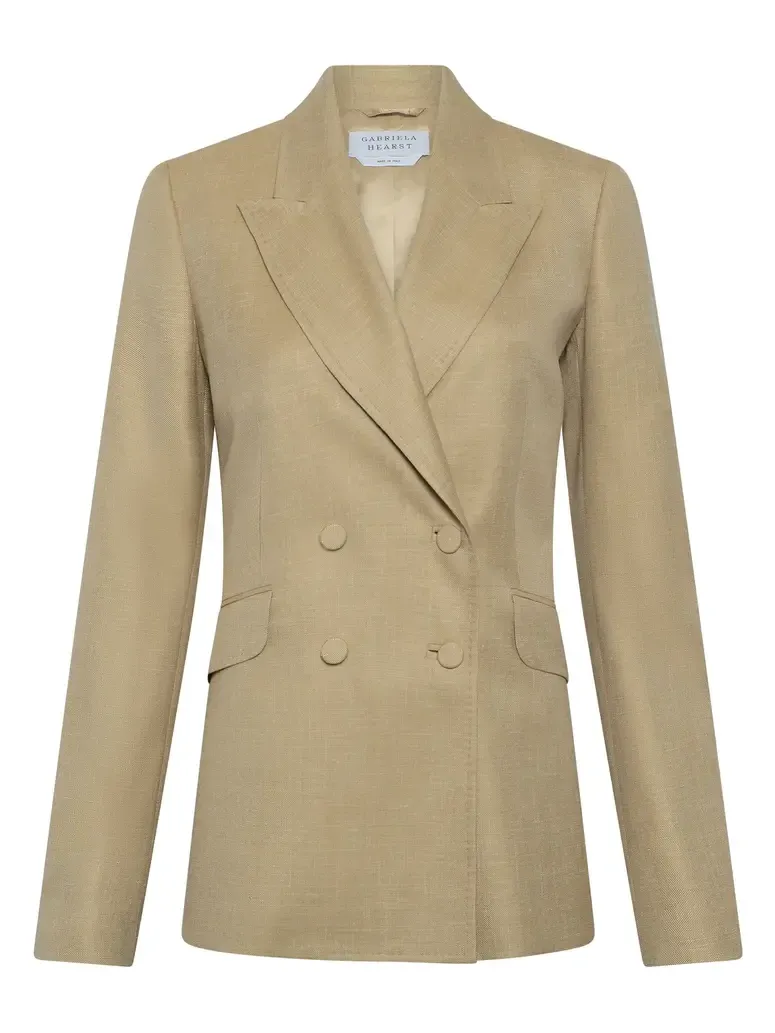 Angela Blazer in Hay Virgin Wool Silk with Linen