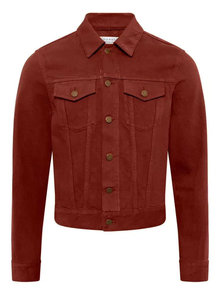 Gabriela Hearst Barry Trucker Jacket in Burnt Sienna Recycled Cotton Denim
