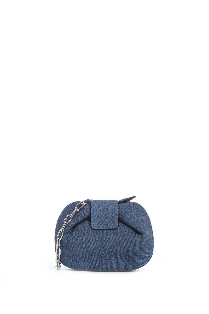 Gabriela Hearst Soft Demi Clutch in Medium Blue Suede Denim | Thumbnail 2