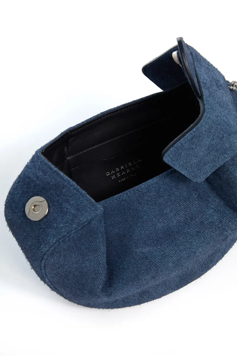Gabriela Hearst Soft Demi Clutch in Medium Blue Suede Denim | Thumbnail 4