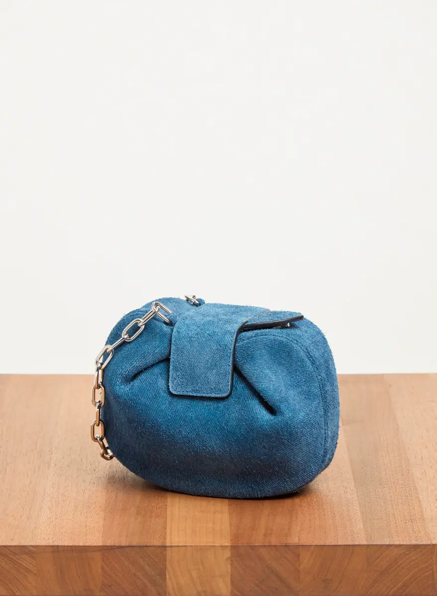 Gabriela Hearst Soft Demi Clutch in Medium Blue Suede Denim | Thumbnail 5