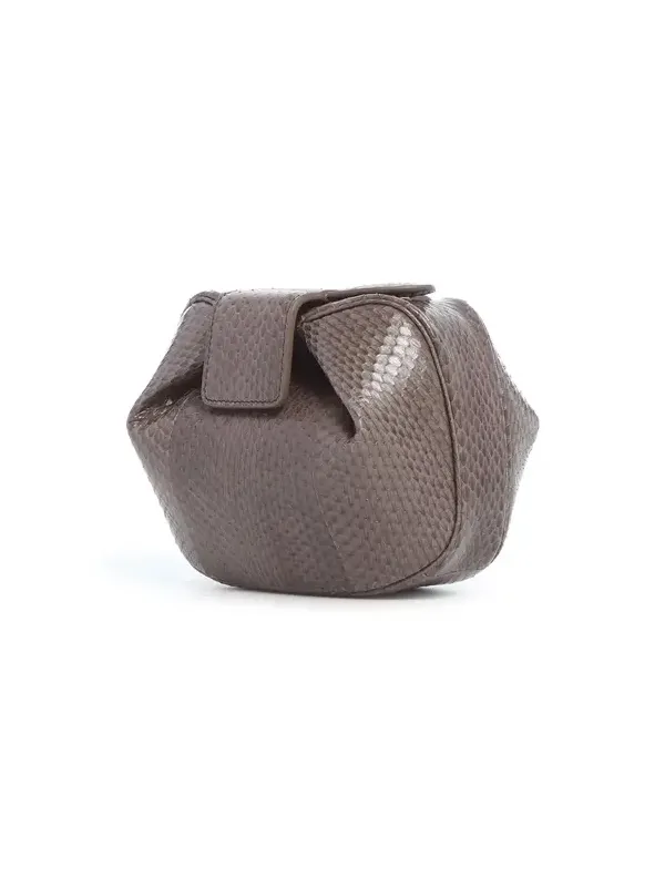 Soft Demi Clutch in Charcoal Snakeskin