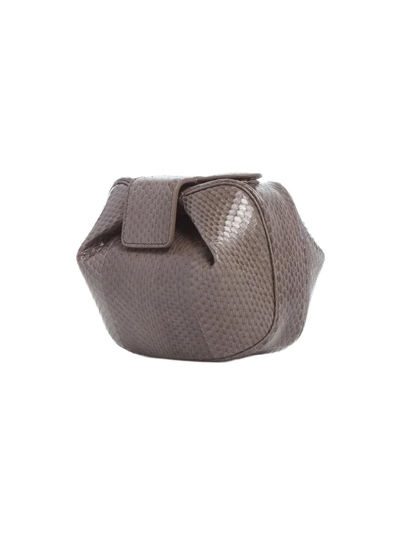 Gabriela Hearst Soft Demi Clutch in Charcoal Snakeskin