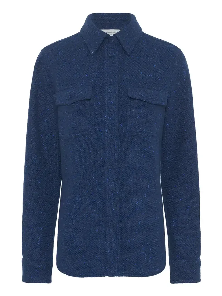 John Austin Shirt in Electric Navy Speckled Cashmere