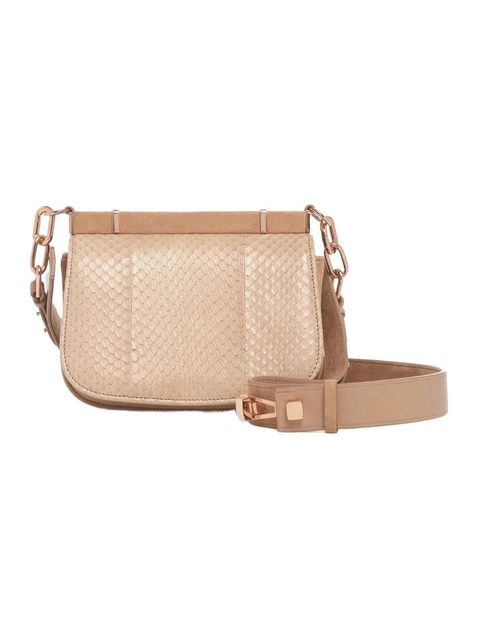 Gabriela Hearst Small Dern Crossbody Bag in Nude Snakeskin & Suede