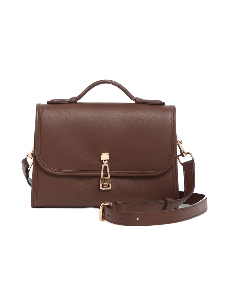 Gabriela Hearst Small Leonora Flap Bag in Chocolate Leather