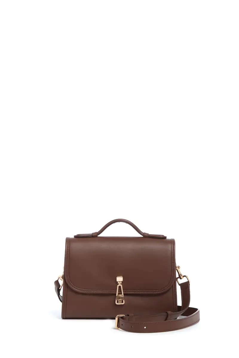Gabriela Hearst Small Leonora Flap Bag in Chocolate Leather | Image 1 Gabriela Hearst Small Leonora Flap Bag in Chocolate Leather | Image 1