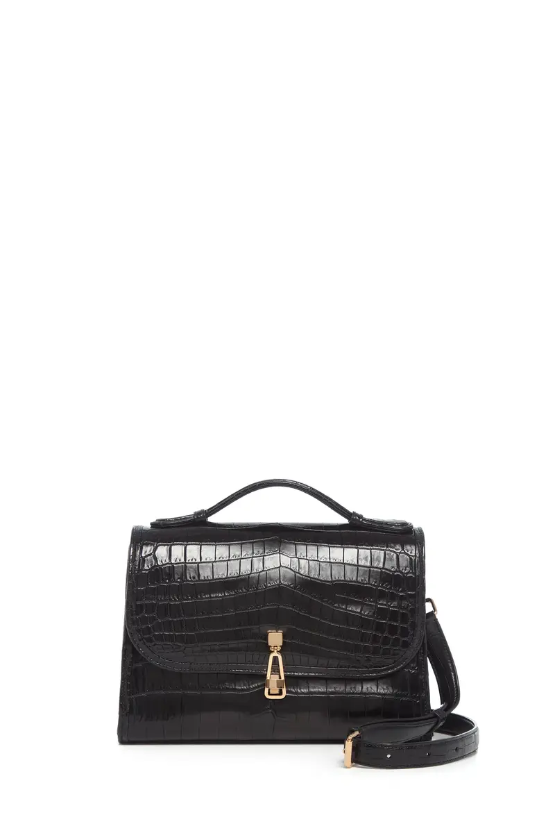 Gabriela Hearst Medium Leonora Flap Bag in Black Crocodile Leather with Sunglasses Pouch | Thumbnail 3 Gabriela Hearst Medium Leonora Flap Bag in Black Crocodile Leather with Sunglasses Pouch | Thumbnail 3