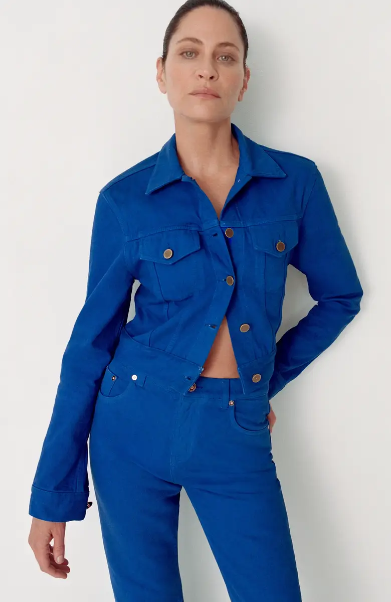 Gabriela Hearst Ezra Bootcut Cropped Jean in Cobalt Recycled Cotton Denim | Thumbnail 2 Gabriela Hearst Ezra Bootcut Cropped Jean in Cobalt Recycled Cotton Denim | Thumbnail 2