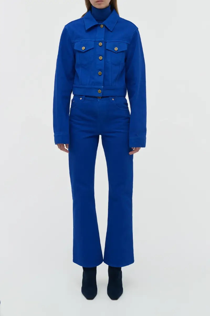 Gabriela Hearst Ezra Bootcut Cropped Jean in Cobalt Recycled Cotton Denim | Thumbnail 3 Gabriela Hearst Ezra Bootcut Cropped Jean in Cobalt Recycled Cotton Denim | Thumbnail 3