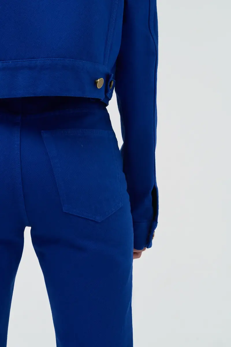 Gabriela Hearst Ezra Bootcut Cropped Jean in Cobalt Recycled Cotton Denim | Thumbnail 7 Gabriela Hearst Ezra Bootcut Cropped Jean in Cobalt Recycled Cotton Denim | Thumbnail 7