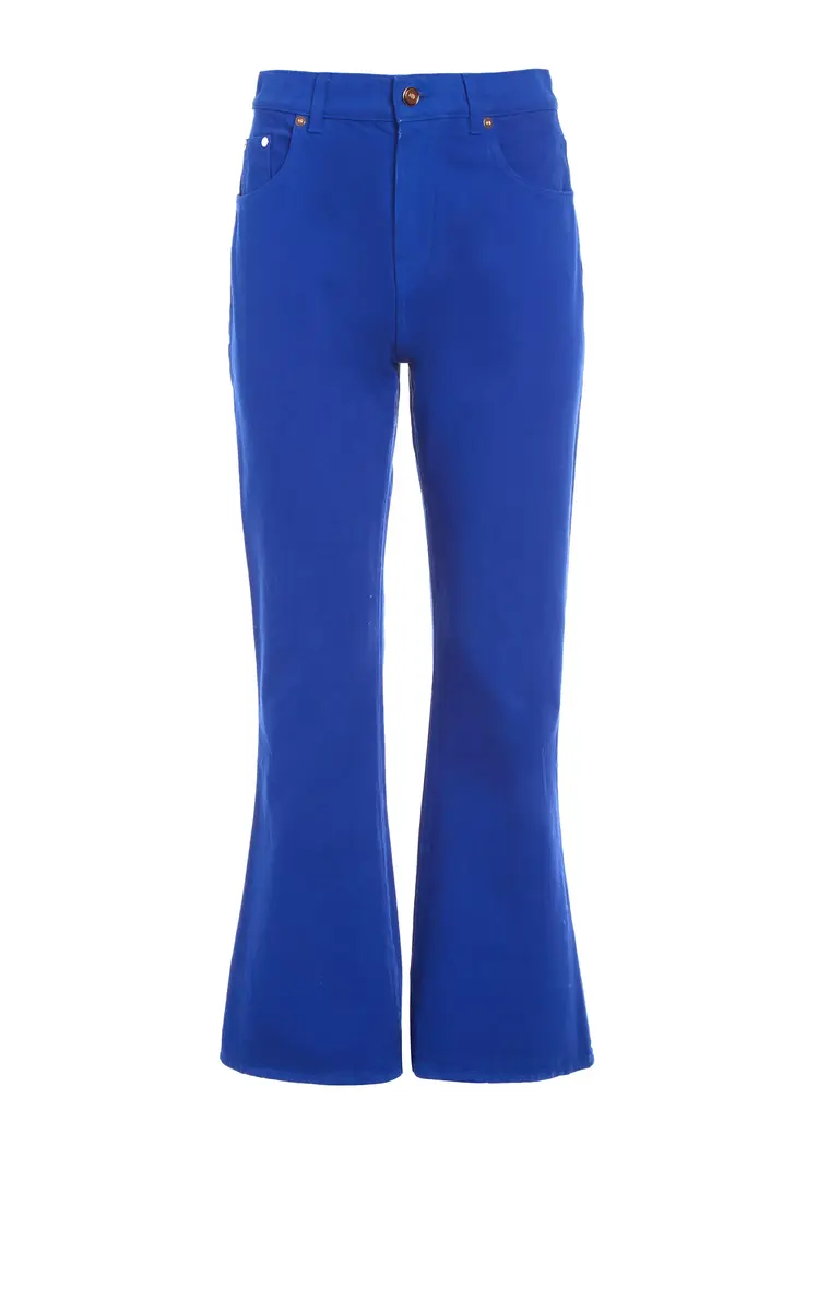 Gabriela Hearst Ezra Bootcut Cropped Jean in Cobalt Recycled Cotton Denim