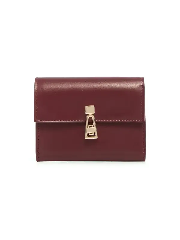 Gabriela Hearst Compact Flat Wallet in Bordeaux & Pink Leather