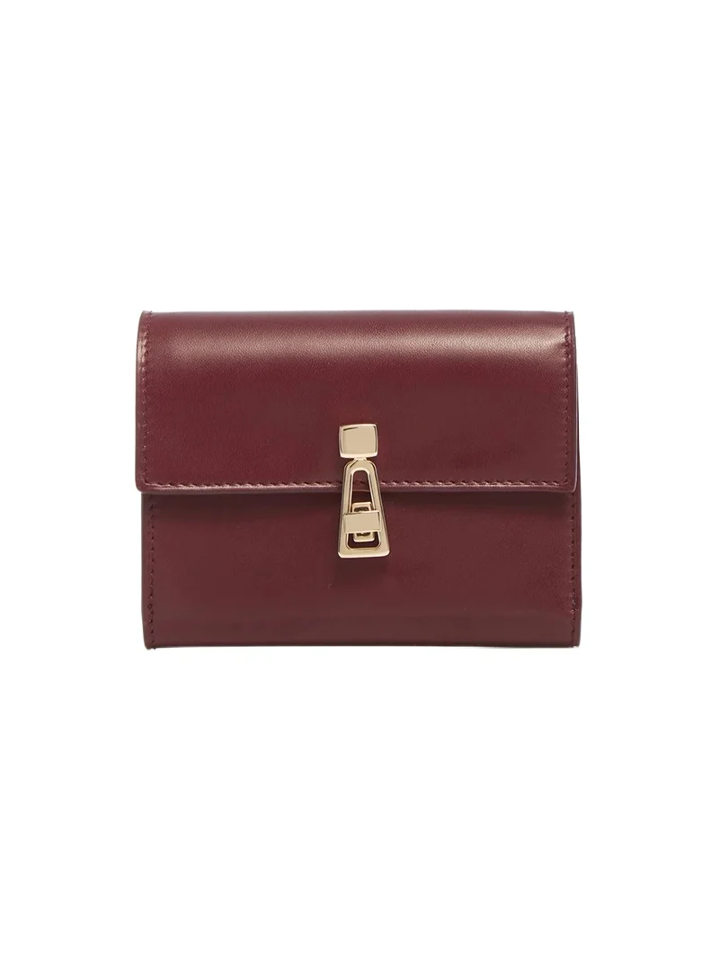 Gabriela Hearst Compact Flat Wallet in Bordeaux & Pink Leather