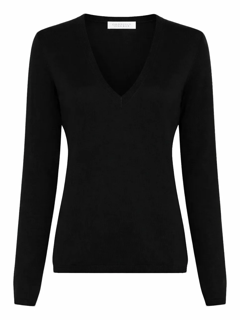 Clementia Knit V-Neck Sweater in Black Cashmere Silk Clementia Knit V-Neck Sweater in Black Cashmere Silk