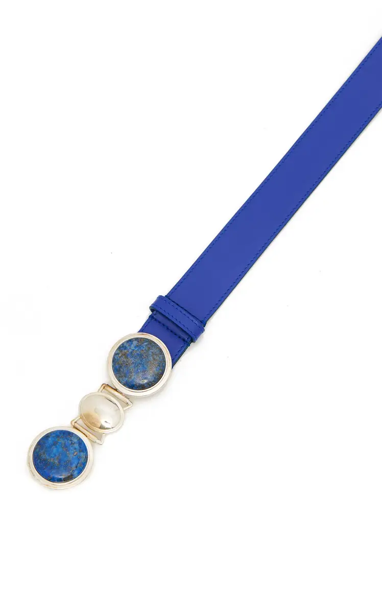 Gabriela Hearst Grange Stone Belt in Navy Leather | Thumbnail 3